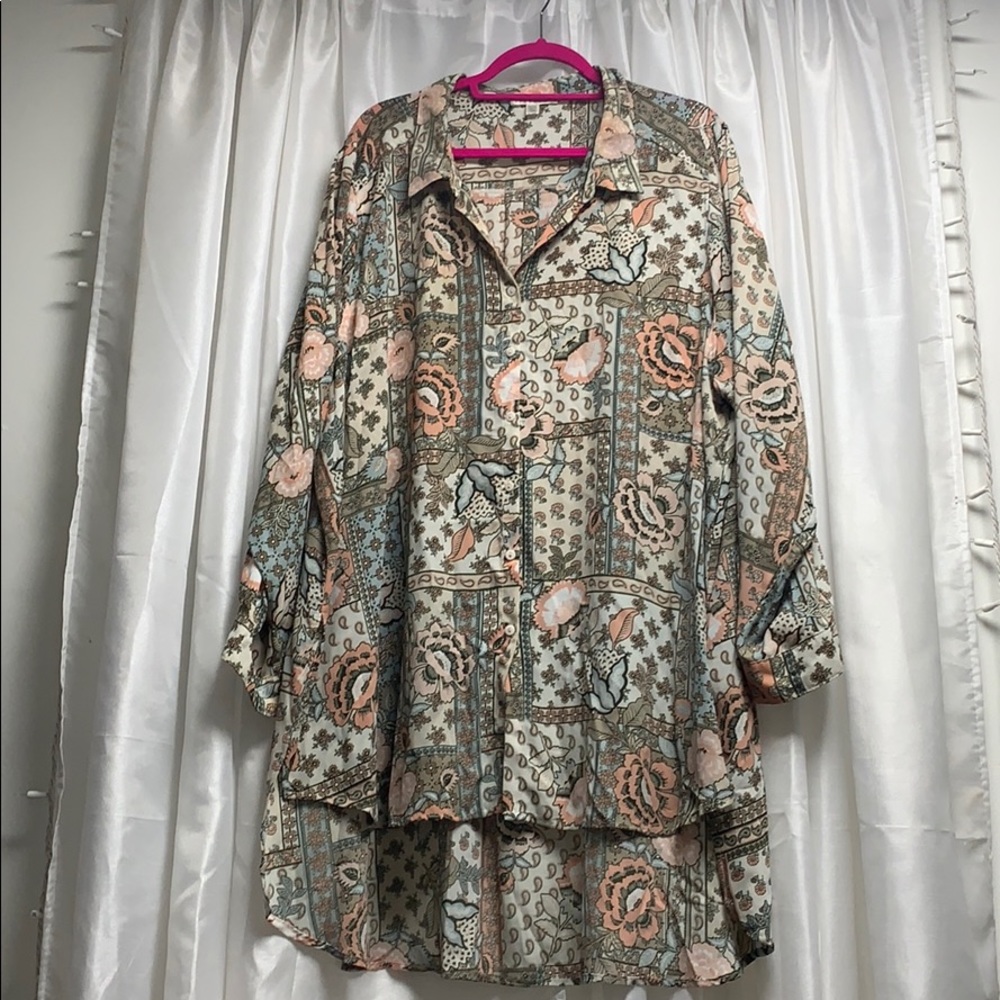 High Low button down blouse